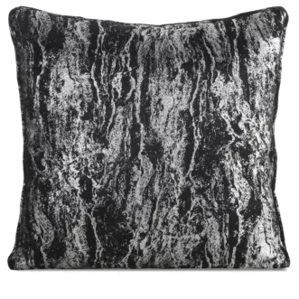 Poszewka na poduszkę 45x45 cm z przecieranym błyszczącym nadrukiem czarno, srebrna ELISE Eurofirany