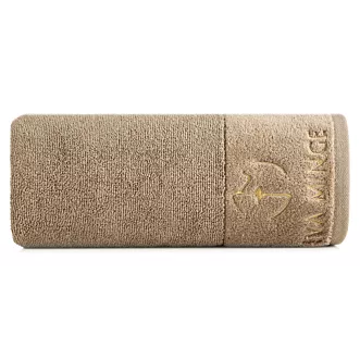 Ręcznik kąpielowy 50X90 cm bawełniany kolor beżowy z haftowanym logiem Eva Minge 550 g/m2 GAJA Eurofirany