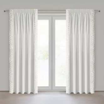 Zasłona kremowa z welwetu zdobiona aplikacją 3D r&oacute;ż 140x270 cm taśma - ROSES Eva Minge Eurofirany