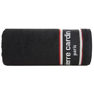 Ręcznik kąpielowy 50X90 cm bawełniany kolor czarny 450 g/m2 z żakardową bordiurą i haftowanym logiem marki Pierre Cardin KARLA Eurofirany