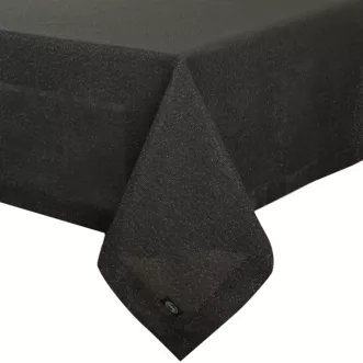 Obrus czarny 140x260 cm o strukturze pł&oacute;tna STELLA 1 z dodatkiem srebrnej nici