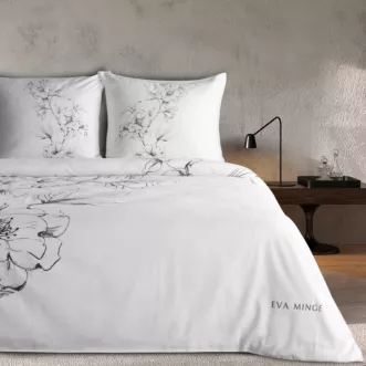 Pościel 160x200 cm komplet 3 częściowy z makosatyny bawełnianej kolor biały, czarny z designerskim nadrukiem FLAVIA Eva Minge Eurofirany
