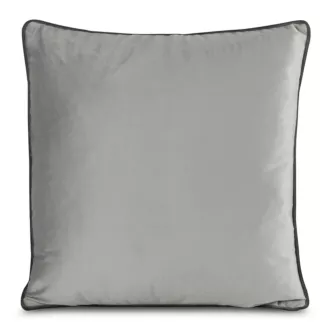 Poszewka na poduszkę 45x45 cm welwetowa zdobiona kontrastującą wypustką na brzegach poszewki srebrna MELIA EUROFIRANY PREMIUM