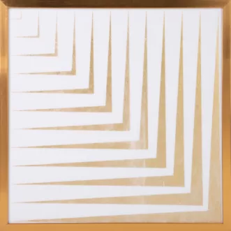 Obraz geometryczny biały ze złotym lśniącym nadrukiem w złotej ramie 53x53 cm BLANCA 3 LIMITED COLLECTION