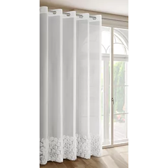 Zasłona biała zdobiona pasem aplikacji 3D r&oacute;ż 350x250 cm przelotka ROSES Eva Minge Eurofirany