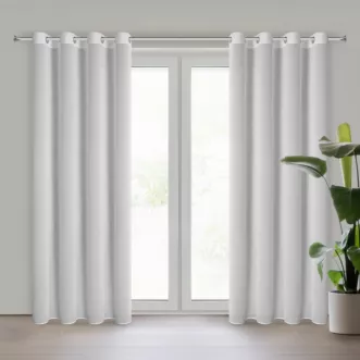 Firana biała z tkaniny szyfonowej zdobiona w dolnej części lśniącymi diamencikami 140x250 cm przelotka ARIADNA Eurofirany