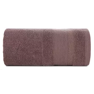 Ręcznik kąpielowy 70x140 cm bawełniany kolor jasnobrązowy w pasy przetykany błyszczącą nicią 500 g/m2 APRIL Eurofirany