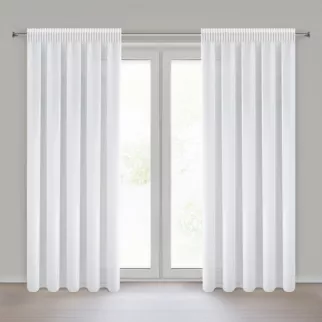 Firana biała z gładkiej matowej tkaniny szyfonowej 140x270 cm - taśma DALIA Eurofirany