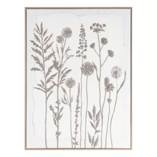 Obraz biały, szarobeżowy nadruk na płótnie subtelnych łąkowych kwiatów 45x60 cm Eurofirany