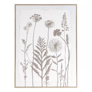 Obraz biały, szarobeżowy nadruk na płótnie subtelnych łąkowych kwiatów 45x60 cm Eurofirany