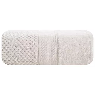 Ręcznik kąpielowy 50x90 cm bawełniany kolor beżowy z welwetową bordiurą 500 g/m2 JESSI Eurofirany