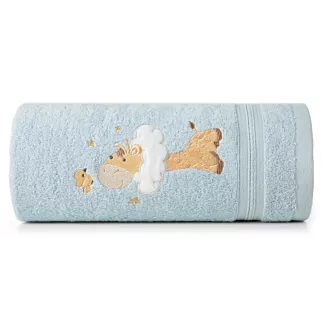 Ręcznik kąpielowy 70x140 cm bawełniany kolor niebieski z aplikacja z żyrafą 450 g/m2 BABY 41 Eurofirany