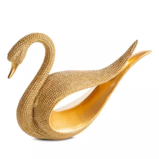 Figurka złota w kształcie łabędzia o drobnym strukturalnym wzorze 18x6x14 cm ELDO 2 Eurofirany