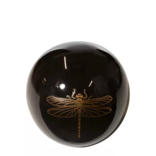 Figurka dekoracyjna LORI czarna kula ze złotą ważką Eurofirany