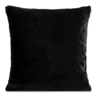 Poszewka na poduszkę 60x60 cm czarna z miękkiej futrzanej tkaniny NINA Eurofirany