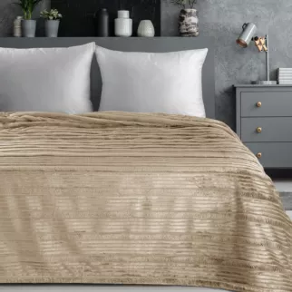 Koc 200x220 cm kremowy, typu flano z wzorem 3D NINA Eurofirany