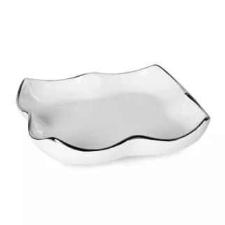 Patera dekoracyjna z falującymi brzegami i srebrnymi akcentami TONY Eurofirany