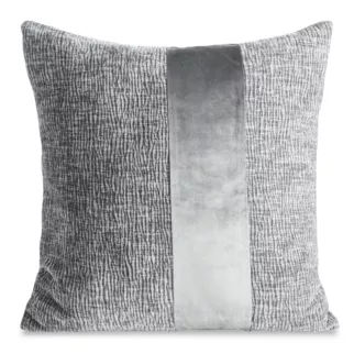 Poszewka na poduszkę 45x45 cm stalowa szenilowa zdobiona pionowym pasem z welwetu CARLA 03 Eurofirany