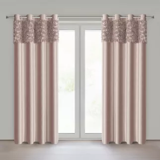 Zasłona pudrowa z welwetu zdobiona aplikacją 3D róż 140x250 cm  przelotka - ROSES Eva Minge Eurofirany