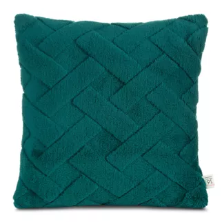 Poszewka na poduszkę 45x45 cm z miękkiego pluszu zdobiona wypukłym wzorem ciemnozielona CARO DESIGN 94 Eurofirany