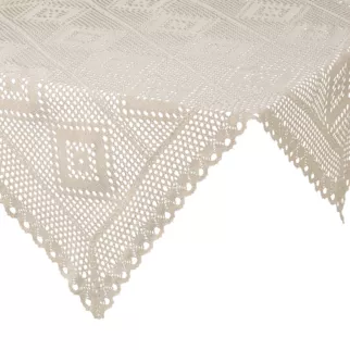 Bieżnik na stół 85x85 cm jasnobeżowy ażurowy OLIVIA w stylu boho Eurofirany