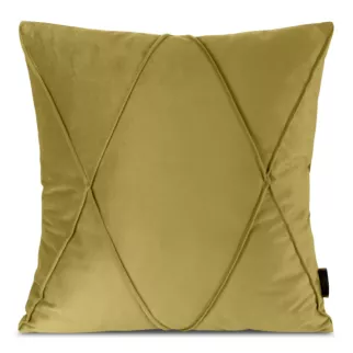 Poszewka na poduszkę 45x45 cm welwetowa z ozdobnym geometrycznym przeszywanym wzorem musztardowa NALA 1 EUROFIRANY PREMIUM