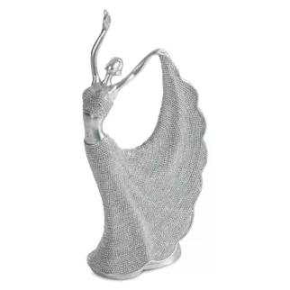 Figurka srebrna w kształcie baletnicy o drobnym strukturalnym wzorze 13x7x26 cm ELDO Eurofirany