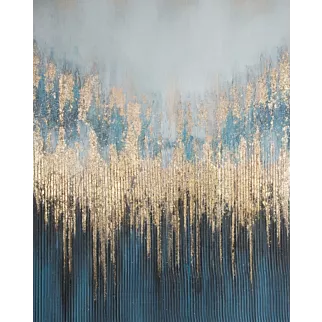 Obraz abstrakcja granatowo, złoty ręcznie malowany na płótnie 80x100 cm MIRAGE 1 Eurofirany