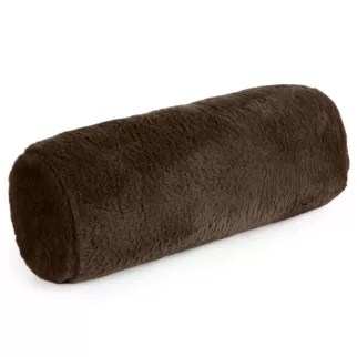 Poduszka wałek 15x45 cm ciemnobrązowa z miękkiej futrzanej tkaniny  NINA Eurofirany