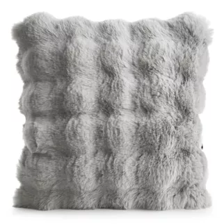 Poszewka na poduszkę 45x45 cm z futerka kolor srebrny zdobiona efektem 3D LILY Eurofirany