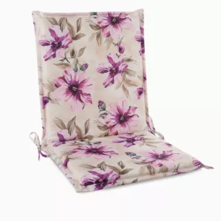 Poduszka na krzesło 45 x 90 x 3 cm wodoodporna kremowo, różowa zdobione roślinnym wzorem GARDEN Eurofirany