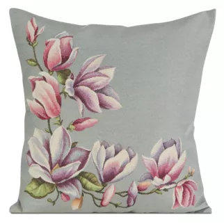 Poszewka dekoracyjna z tkaniny gobelinowej z wzorem kwiatów magnolii Eurofirany