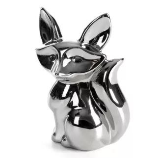 Figurka dekoracyjna wiewiórka srebrna o wysokim połysku 13x10x19 cm FABIO Eurofirany