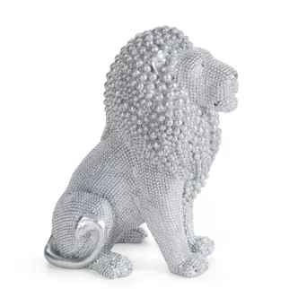 Figurka srebrna w kształcie Lwa o drobnym strukturalnym wzorze 15x9x18 cm ELDO 1 Eurofirany