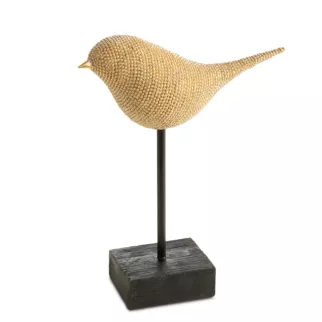Figurka złota w kształcie ptaszka o drobnym strukturalnym wzorze 17x6x20 cm ELDO 2 Eurofirany