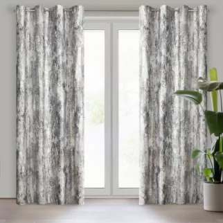 Zasłona stalowa z efektem błyszczącej przecierki z welwetu 140x250 cm przelotka MALIA Eurofirany