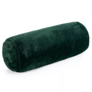 Poduszka wałek 15x45 cm ciemnozielona z miękkiej futrzanej tkaniny  NINA Eurofirany