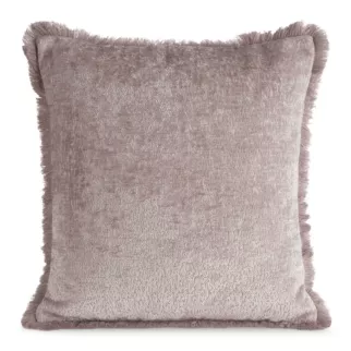 Poszewka na poduszkę 45x45 cm z szenilowej nici zdobiona subtelnymi frędzlami pudrowa ADIA Eurofirany
