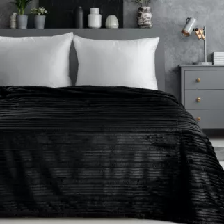 Koc 150x200 cm czarny, typu flano z wzorem 3D NINA Eurofirany