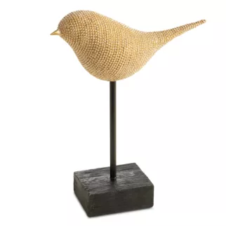Figurka złota w kształcie ptaszka o drobnym strukturalnym wzorze 21x8x26 cm ELDO 2 Eurofirany