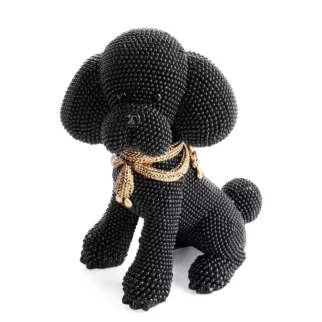 Figurka czarno-złota pies o drobnym strukturalnym wzorze 15x10x19 cm ELDO Eurofirany