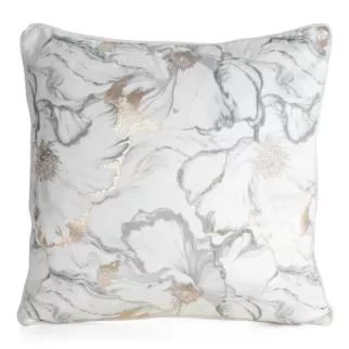 Poszewka na poduszkę 45x45 cm velvetowa biało, szampańska z błyszczącymi akcentami LISA Eurofirany
