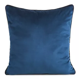 Poszewka na poduszkę 60x60 cm welwetowa o delikatnym połysku z ozdobną lamówką granatowa GAJA 2 Eurofirany