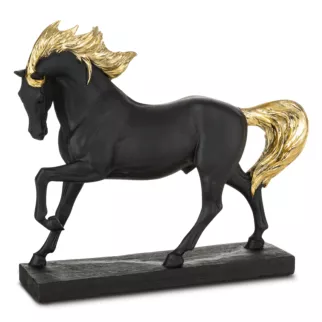 Figurka czarno-złota koń 26x7x22 cm Eurofirany