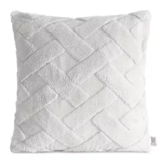Poszewka na poduszkę 45x45 cm z miękkiego pluszu zdobiona wypukłym wzorem srebrna CARO DESIGN 93 Eurofirany