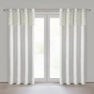 Zasłona kremowa z welwetu zdobiona aplikacją 3D róż 140x250 cm przelotka - ROSES Eva Minge Eurofirany