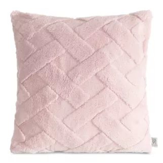 Poszewka na poduszkę 45x45 cm z miękkiego pluszu zdobiona wypukłym wzorem pudrowo różowa CARO DESIGN 98 Eurofirany
