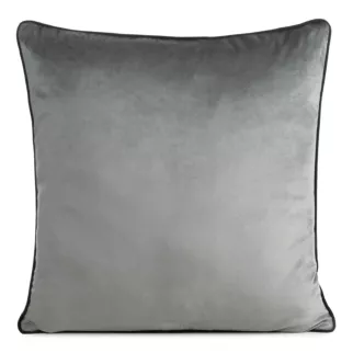 Poszewka na poduszkę 60x60 cm welwetowa o delikatnym połysku z ozdobną lamówką stalowa GAJA 2 Eurofirany