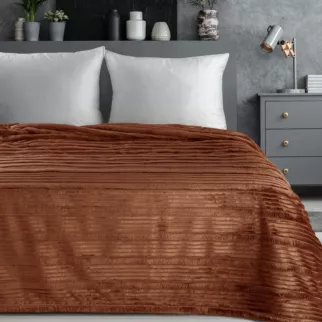 Koc 150x200 cm ceglasty, typu flano z wzorem 3D NINA Eurofirany