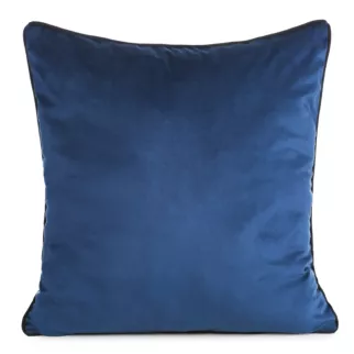 Poszewka na poduszkę 45x45 cm welwetowa o delikatnym połysku z ozdobną lamówką granatowa GAJA 2 Eurofirany